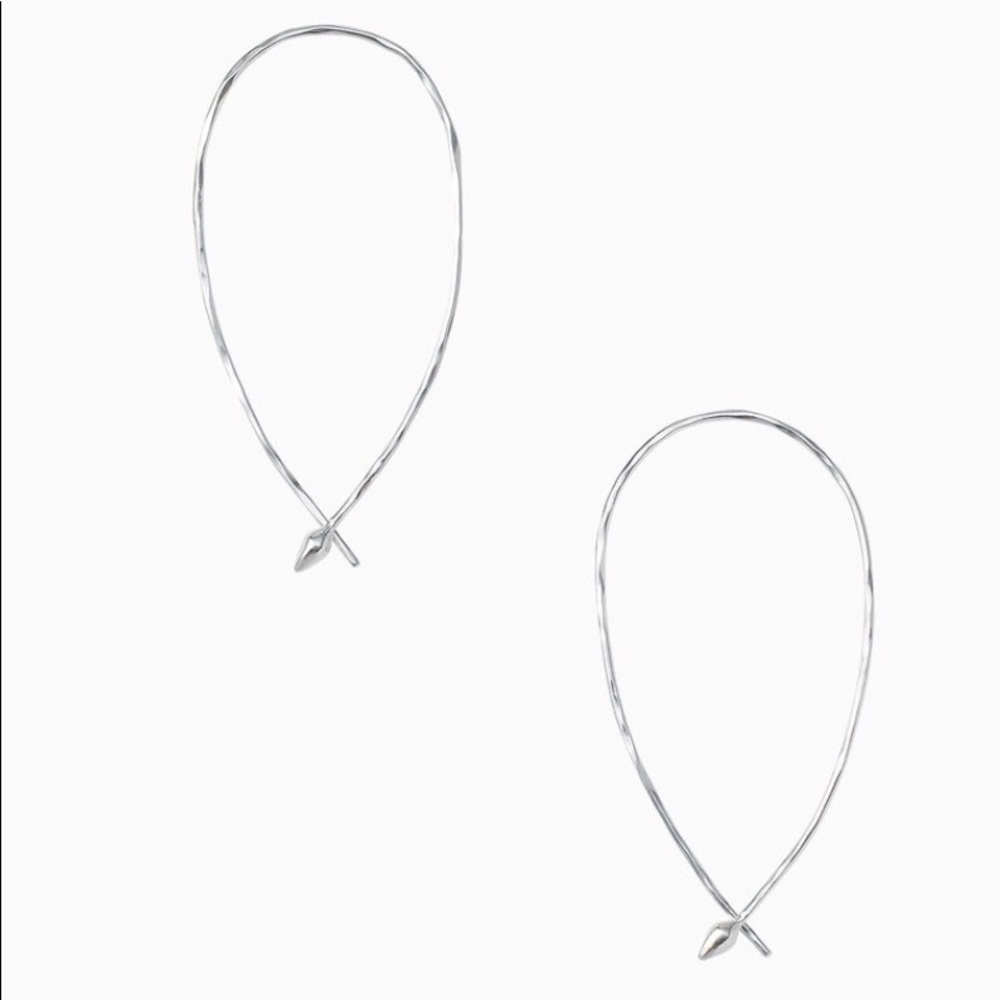Stella & Dot Small Hammered Silver Hoop Earrings